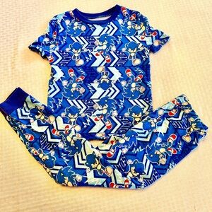 Sonic the Hedgehog Kids Pajama Set Size 8 Blue 2-Piece Snug Fit Sleepwear